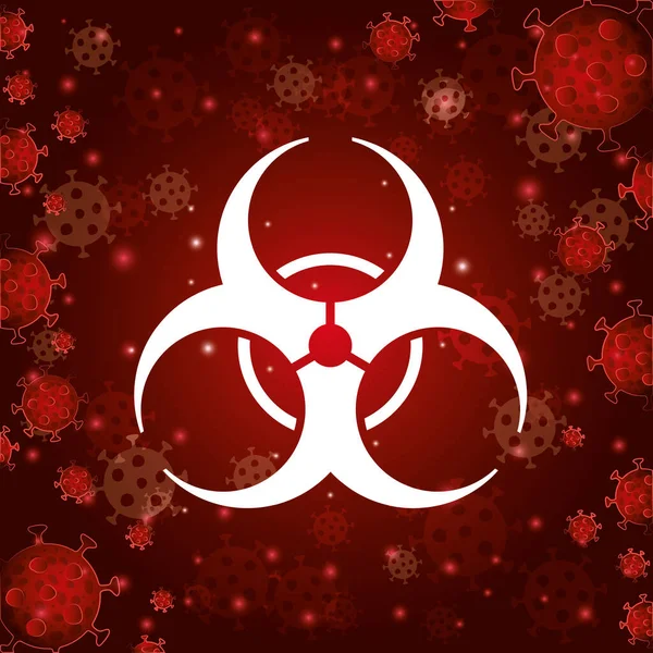 Covid 19 virus background vector design 앞에 있는 해저드 — 스톡 벡터