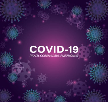 Covid 19 roman Coronavirus pnömoni Virüs arkaplan tasarımı önünde
