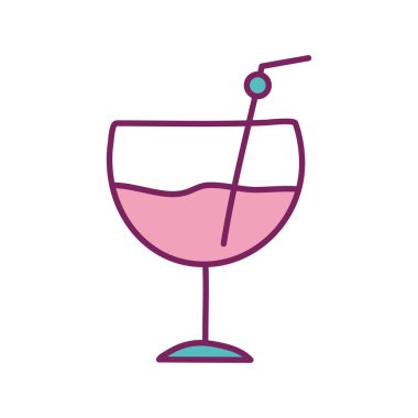 İzole edilmiş alkol kokteyl hattı ve biçim ikonu vektör tasarımını doldur