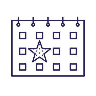 Yıldız çizgisi biçim vektör tasarımlı izole takvim