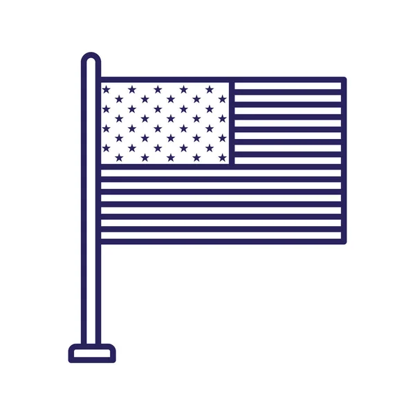 Izolowany usa flaga linia styl ikona wektor projekt — Wektor stockowy