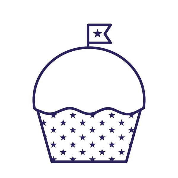 Geïsoleerde cupcake met sterren lijn iconvector ontwerp — Stockvector