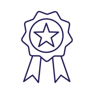 Yıldız ve kurdele çizgisi biçim vektör tasarımı ile izole mühür damgası