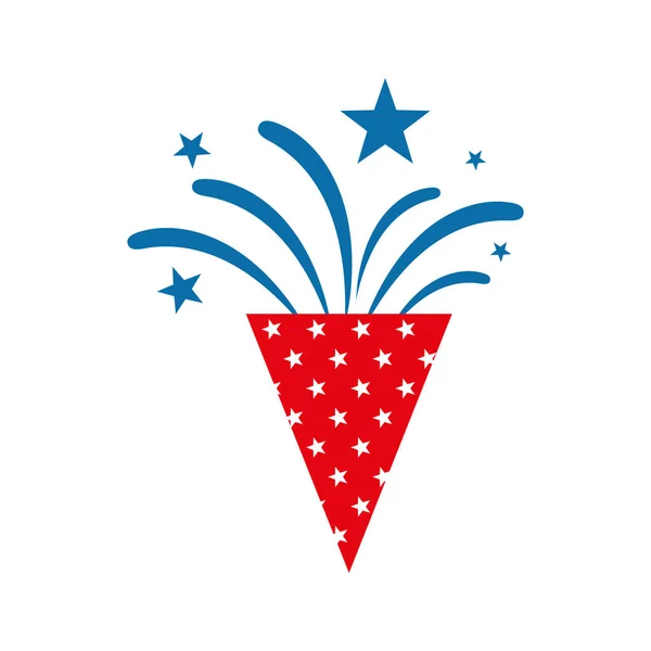 Isolado celebração fogos de artifício cone estilo plano ícone vetor design — Vetor de Stock