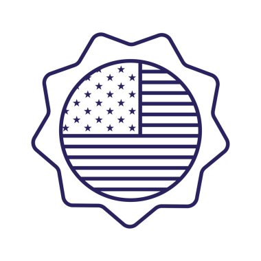 İzole edilmiş ABD bayrağı mühür çizgisi biçim vektör tasarımı