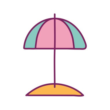 Isolated striped umbrella line and fill style icon vector design