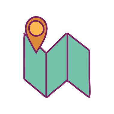 İzole edilmiş GPS işareti ve harita çizgisi ve biçim ikon vektör tasarımı