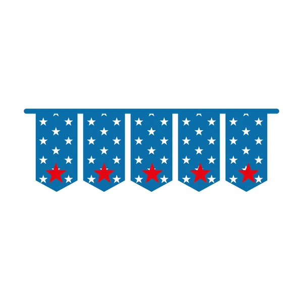 Isolato USA banner pennant design vettoriale icona stile piatto — Vettoriale Stock