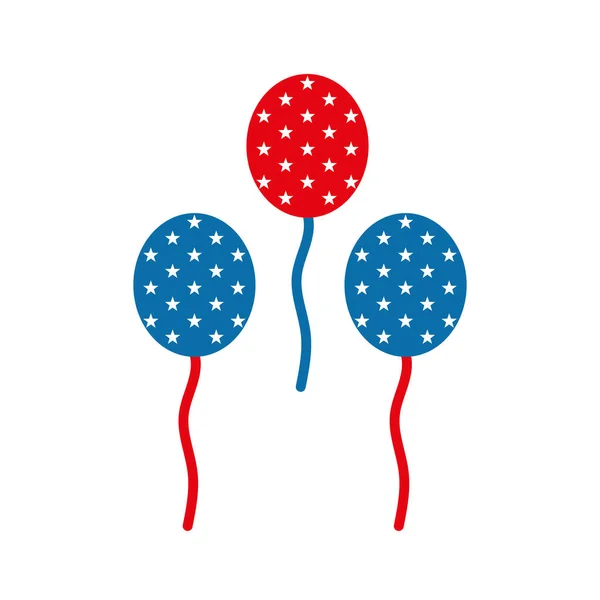 Balões de festa com estrelas design de vetor ícone de estilo plano — Vetor de Stock