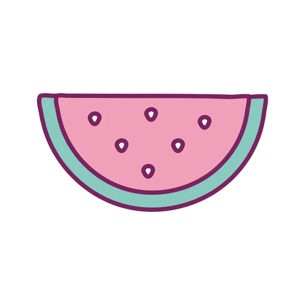 Изолированная фруктовая линия арбуза и дизайн иконок стиля заливки — стоковый вектор