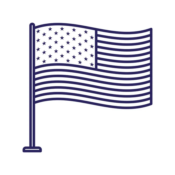 Izolowany usa flaga linia styl ikona wektor projekt — Wektor stockowy