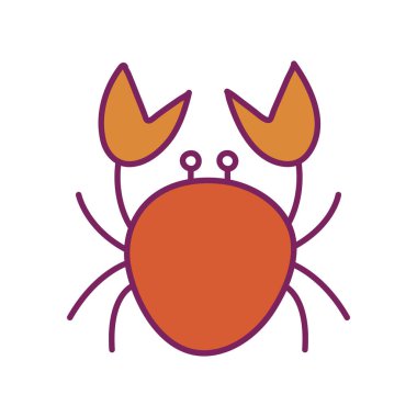 İzole edilmiş yengeç çizgisi ve biçim ikonu vektör tasarımını doldur