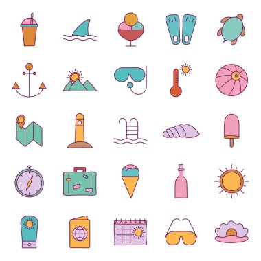 Yaz çizgisi ve doldurma biçim simgesi vektör dizaynı