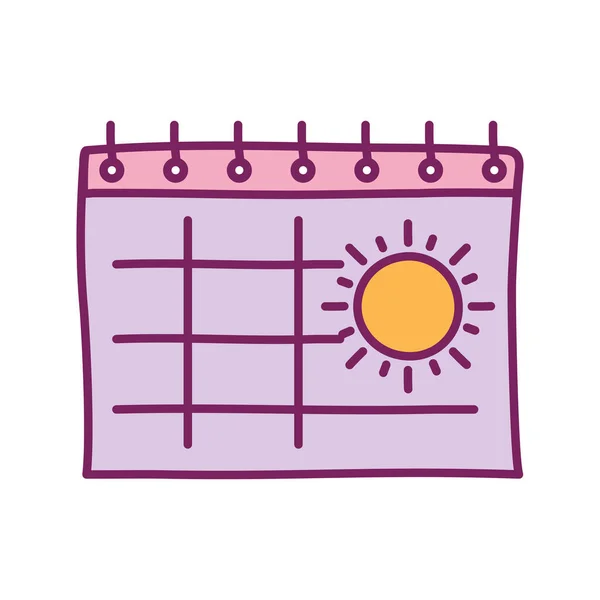 Linea di calendario solare isolata e design vettoriale icona stile di riempimento — Vettoriale Stock