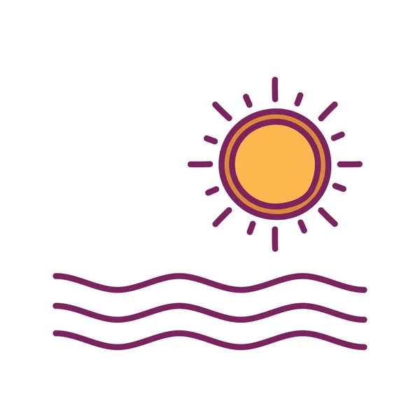İzole edilmiş güneş ve deniz çizgisi ve biçim ikonu vektör tasarımı — Stok Vektör