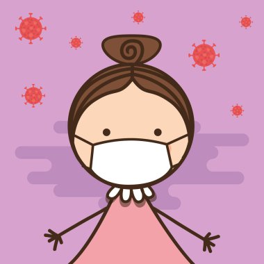 2019 ncov virüs vektör tasarımına karşı maskeli kız