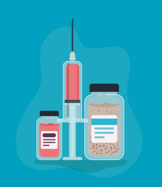 Enjeksiyon ve ilaç kavanozları 2019 ncov virüs vektör tasarımına karşı