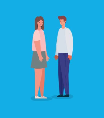 Mutlu ve üzgün kadın ve erkek avatar vektör tasarımı