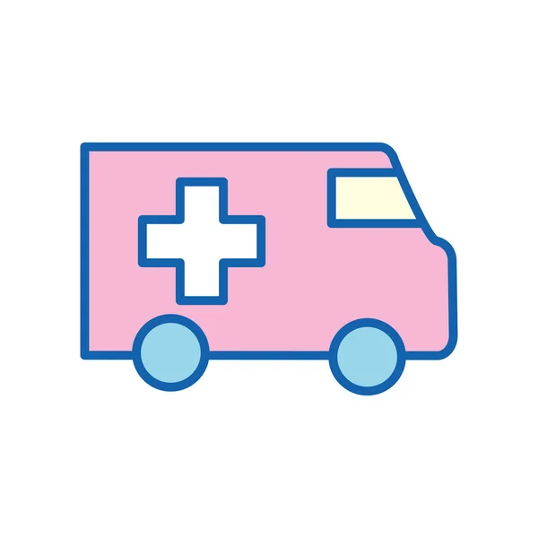 Krankenwagen mit Kreuzlinie und Füllstil-Symbol-Vektor-Design — Stockvektor