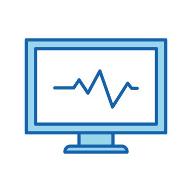 Bilgisayar satırı içinde kalp atışı ve biçim ikonu vektör tasarımını doldur