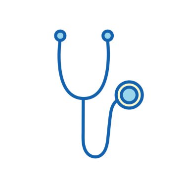 Tıbbi steteskop çizgisi ve biçim ikonu vektör tasarımını doldur