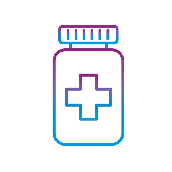 Pot de médecine avec croix dégradé style ligne icône conception vectorielle — Image vectorielle