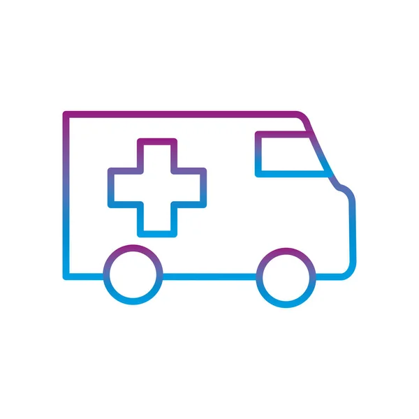 Krankenwagen mit Kreuzgradienten Linie Stil-Symbol-Vektor-Design — Stockvektor