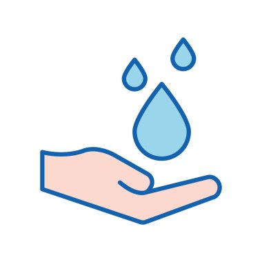 Damla satırı ile el yıkama ve biçim ikonu vektör tasarımı