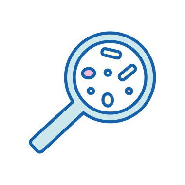 Lupe çizgisi içindeki virüs ve biçim ikonu vektör tasarımını doldur