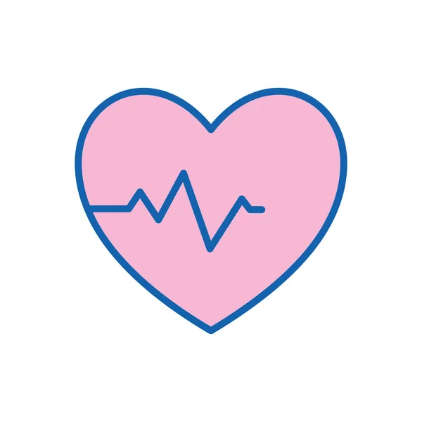 Linha de pulso do coração e design de vetor ícone de estilo de preenchimento —  Vetores de Stock