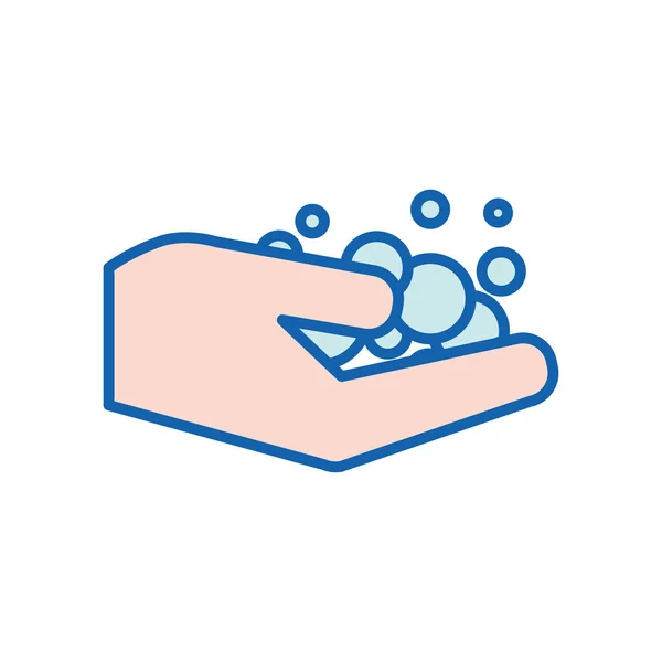 Lavagem de mãos com linha de sabão e design de vetor ícone de estilo de preenchimento — Vetor de Stock