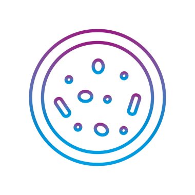 Tabağın içindeki virüs gradyan çizgi simgesi vektör tasarımı