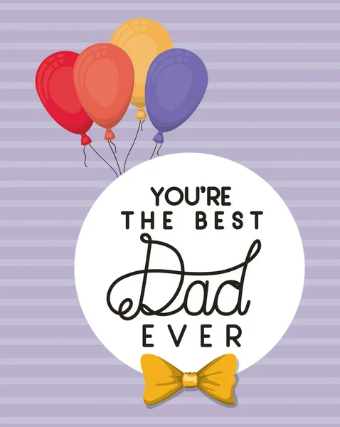 Best dad ever bowtie and balloons vector design — Stock Vector