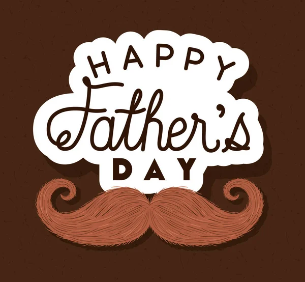 Happy fathers day and mustache vector design — Stock Vector