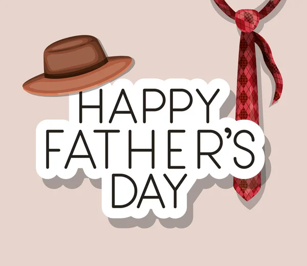 幸せな父親の日の帽子とネクタイベクトルデザイン — ストックベクタ