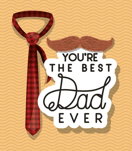 Mejor padre nunca bigote y corbata vector de diseño — Archivo Imágenes Vectoriales