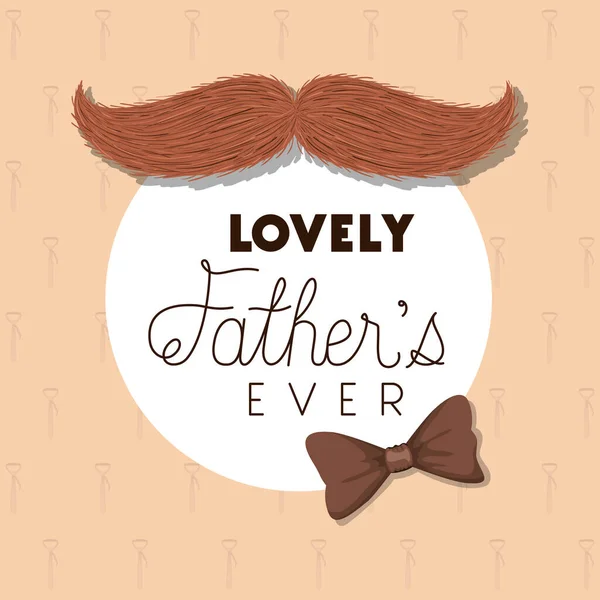Lovely fathers ever mustache and bowtie vector design — Stock Vector