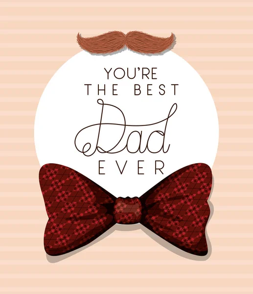 Best dad ever mustache and checkered bowtie vector design — Stock Vector