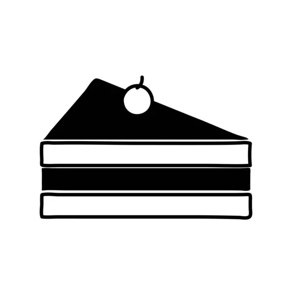Sladký dort silueta styl ikony vektor design — Stockový vektor