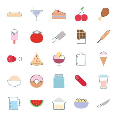 Gıda düz biçim ikonu vektör tasarımı