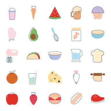 Gıda düz biçim ikonu vektör tasarımı