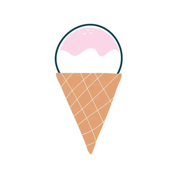 Diseño de vectores de iconos de estilo plano cono de helado aislado — Vector de stock