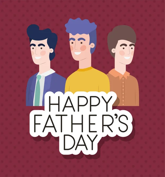 幸せな父親の日のテキストと男性漫画のベクトルデザイン — ストックベクタ