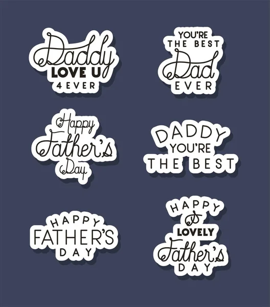 Happy fathers day typography texts vector design — Stock Vector