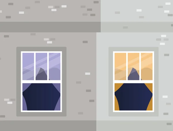Fenêtres extérieur conception vectorielle maison grise — Image vectorielle