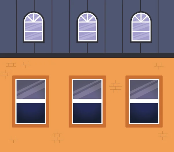 Windows outside orange house vector design — Stock Vector