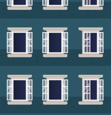 Mavi bina vektör tasarımı dışındaki pencereler