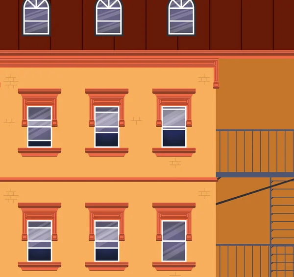 Windows outside orange building vector design — Stock Vector