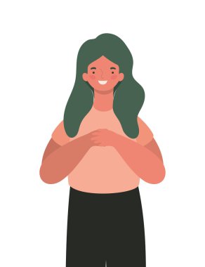 İzole edilmiş mutlu kadın çizgi film vektör tasarımı