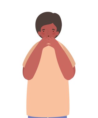 İzole edilmiş öksürük vektörü tasarımı olan çocuk avatarı